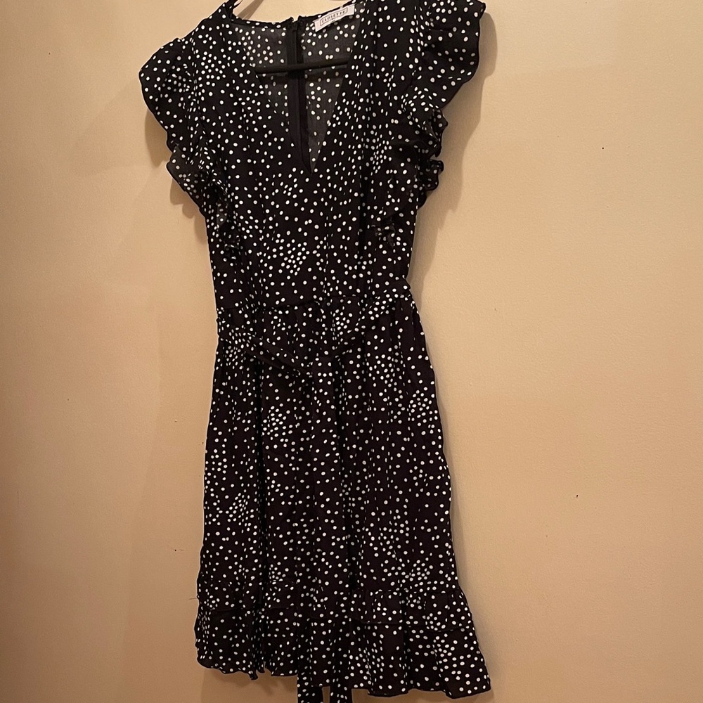 Forever 21 Black Mini Dress with White Dots